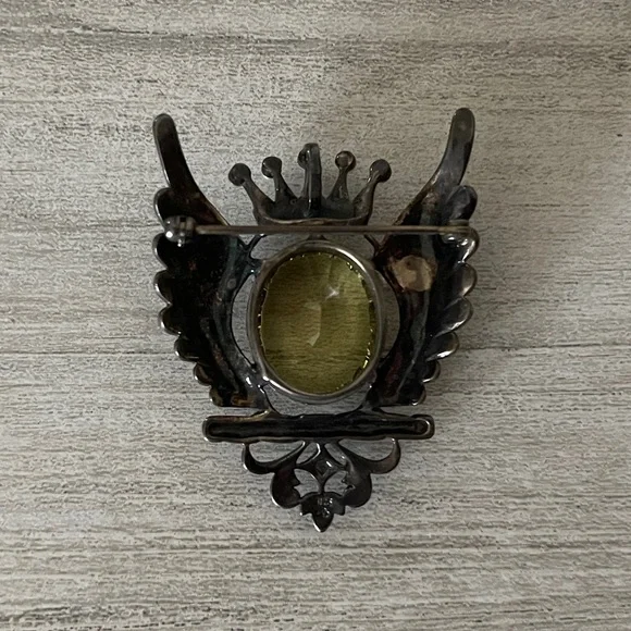 Lemon Citrine Marcasite and Pearl Sterling Silver Brooch - Picture 7 of 8